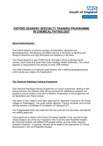 OXFORD DEANERY SPECIALTY TRAINING PROGRAMME IN