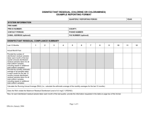 disinfectant residual report form (chlorine or chloramines)