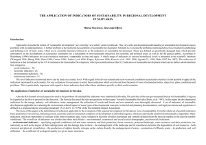 The Application of Indicators of Sustainability in Regional