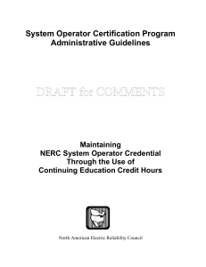 System Operator Certification Program Administrative