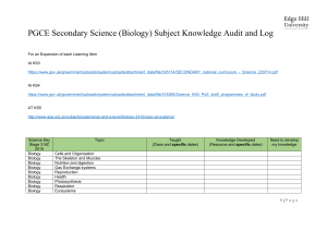 Biology SK Audit 2015 - Edge Hill University