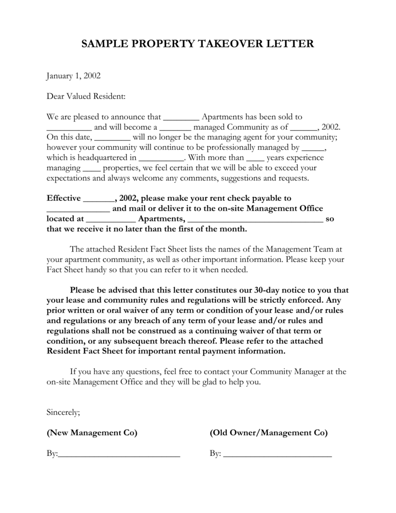 Property Manager Introduction Letter To Residents Mamiihondenk