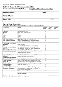 Formatting Parameters to be applied for the Assessed Essay and