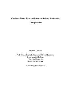 Candidate Competition with Entry and Valance Advantages: