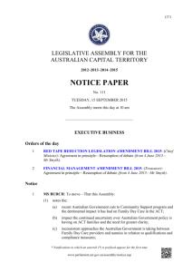 No. 111—15 September 2015 - ACT Legislative Assembly