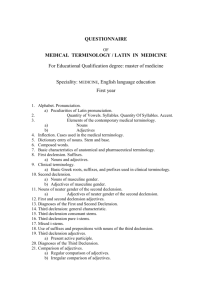 QUESTIONNAIRE OF MEDICAL TERMINOLOGY / LATIN IN