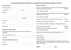 Junior Shinty Club Player Details