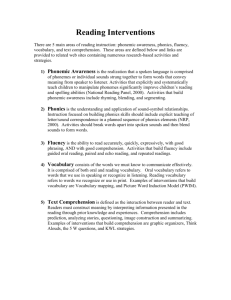 Reading Interventions There are 5 main areas of reading instruction