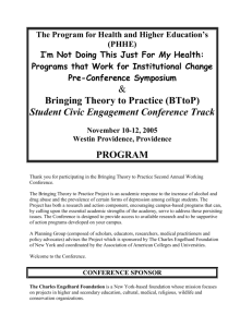 Conference Agenda - Bringing Theory to Practice