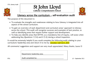 Literacy across the curriculum – self-evaluation audit