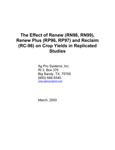 The Effect of Renew Plus (RP96) on Crop Yields in Replicated Studies