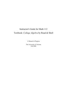 Instructor`s Guide for Math 110 Textbook