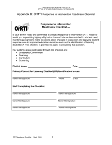 Appendix B: OrRTI Response to Intervention Readiness Checklist