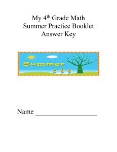 Fourth Grade Summer Packet Anser Key