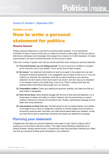 How to write a personal statement for politics