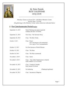 1997-98 RCIA CALENDAR / TOPICS / CATECHISTS