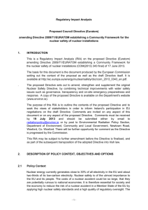 Regulatory Impact Analysis - Department of Environment and Local