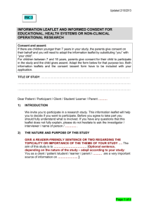 Information Leaflet And Informed Consent for Educational, Health