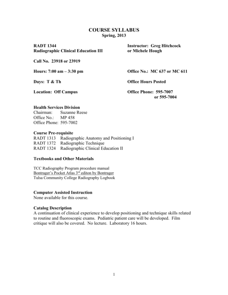 COURSE SYLLABUS Tulsa Community College