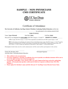 SAMPLE – PHYSICIANS CME CERTIFICATE
