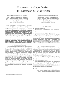 Word template - IEEE Energycon 2016