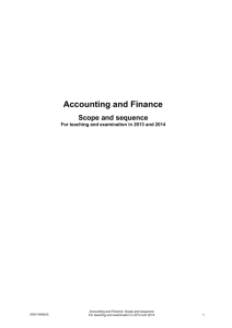 SCOPE AND SEQUENCE: Accounting and Finance