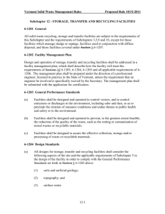 STORAGE, TRANSFER AND RECYCLING FACILITIES