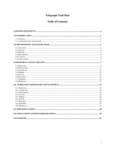 Telegraph Trail Plan - Ministry of Forests, Lands and Natural