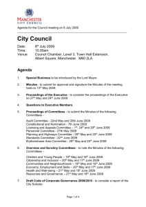 Agenda for the Council meeting on 8 July 2009 City Council Date: 8