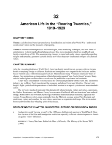 American Life in the "Roaring Twenties,"