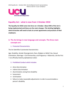 2010 Equality Act: UCU briefing