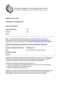 Latin Level 2 conditions of assessment