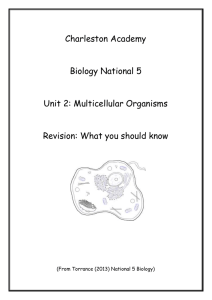 Unit 2: Multi-cellular organisms