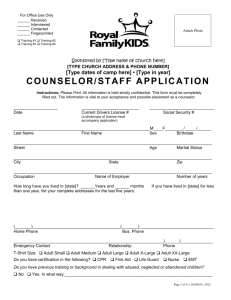 Royal Family Counselor Application