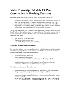 Video Transcript: Module 13, Peer Observation in Teaching Practices