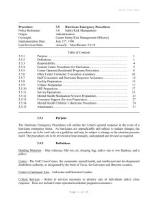 2015 Gulf Coast Center Hurricane Emergency Procedures