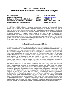 IR 210, Spring 2009 International Relations: Introductory Analysis Dr