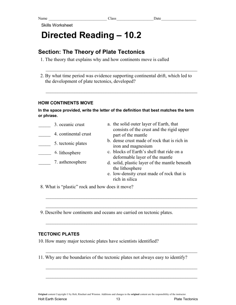 Skills Worksheet Directed Reading A Answer Key Ivuyteq