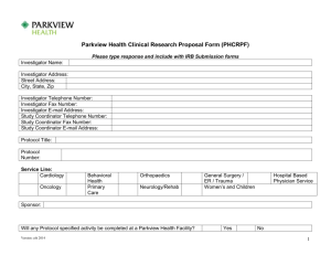 Parkview Health Clinical Research Proposal Form (PHCRPF)