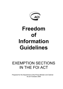 FOI Guidelines - Exemptions sections in the FOI Act