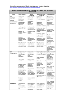 RUBRIC FOR ASSESSMENT OF EARTH ALERT TASK and