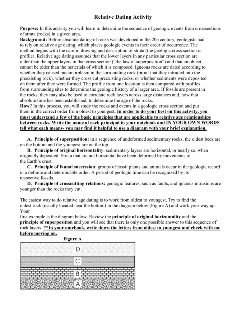 Relative Dating Activity Purpose In This Activity You Will Learn To