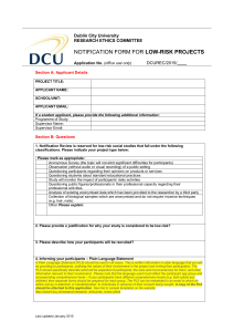Research Ethics Committee: Notification Form for Low-Risk