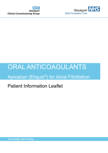 How To Take Your Apixaban - NHS Stockport Clinical