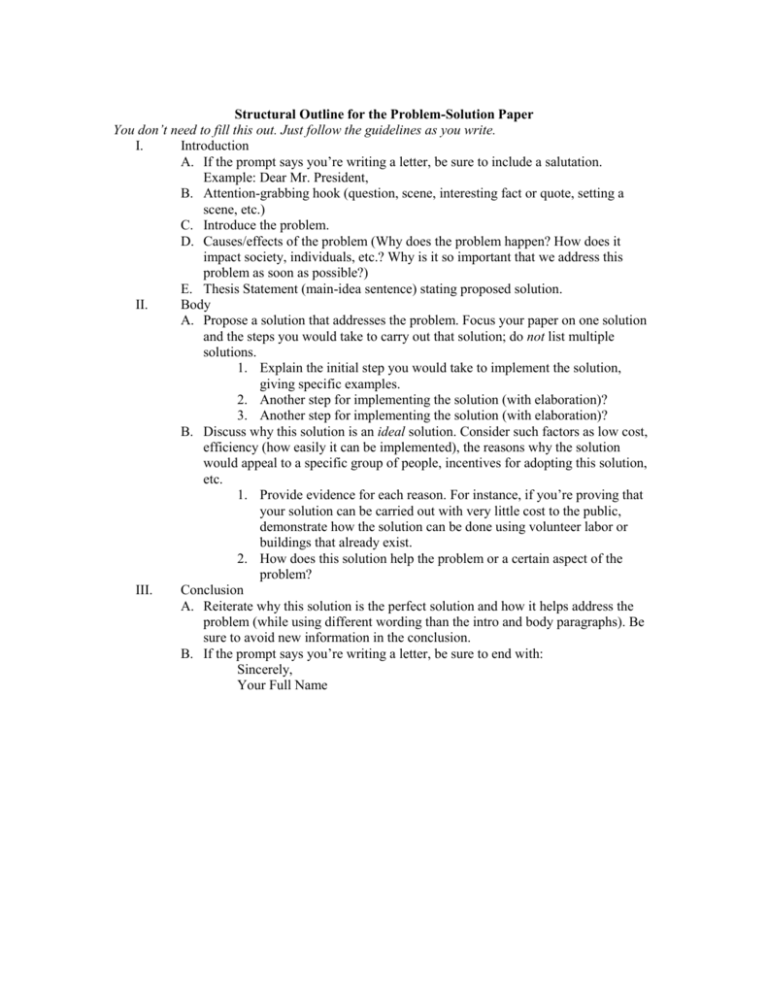 an example of a problem solution essay