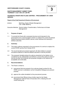 household waste recycling centres – procurement of a new service