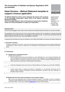 Method statement for a hazel dormouse mitigation licence