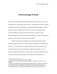 Phenomenology of Smells Phenomenology of Smells For Husserl