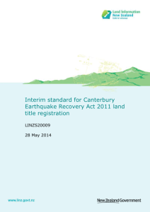 Interim standard for Canterbury Earthquake Recovery Act 2011 land