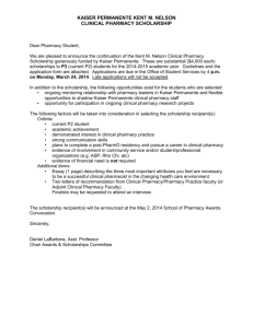 kaiser permanente kent m. nelson clinical pharmacy scholarship